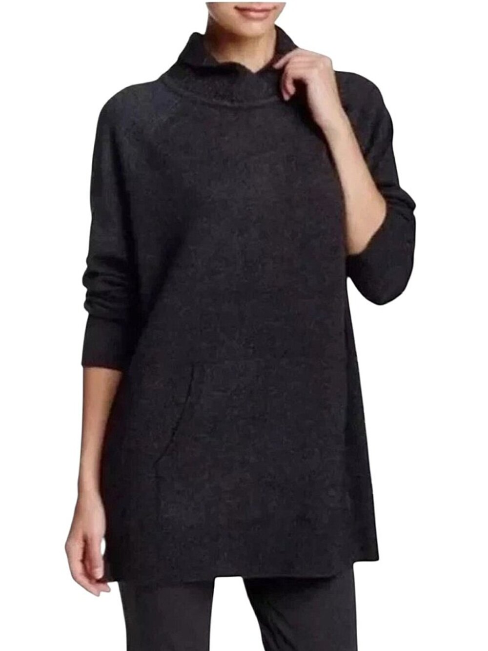 Vince Wool/Yak Cowlneck Turtleneck Sweater Tunic Kangaroo Pocket Quiet Luxury M